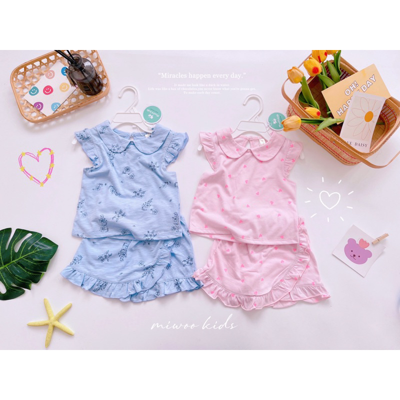 Bộ cánh tiên quần váy cho bé gái phối cổ sen điệu đà, xinh xắn miwookids