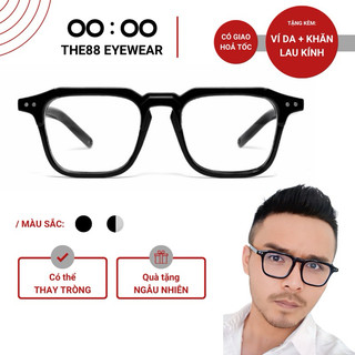 Gọng kính cận nam nữ THE88 dáng vuông 2 chấm giả cận không độ cao cấp phong cách tối giản - KC18