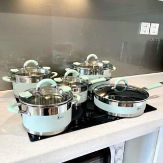 ẢNH THẬT - Bộ Nồi Đức AMEY 5 Món Đáy 9 Lớp Cao Cấp Dùng Được Cho Mọi Loại Bếp
