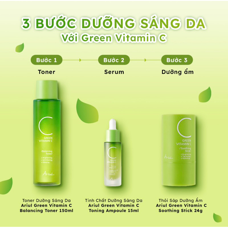 Tinh Chất Dưỡng Sáng Da Ariul Green Vitamin C Toning Ampoule 15ml