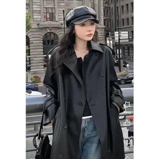 Áo măng tô da đai tay Eclipse Clothing