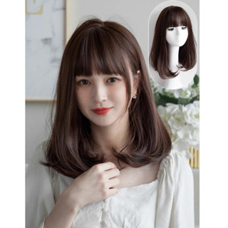 Tóc giả nguyên đầu cụp ngắn ngang TGNTN23 vai phong cách Hàn Quốc trẻ trung năng động Tóc giả nữ trẻ cả đầu wig