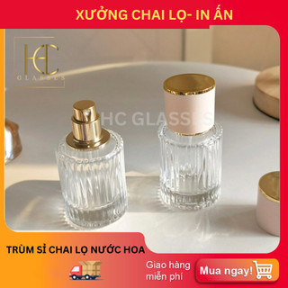 Chai lọ đựng nước hoa, ống bơm nước hoa thủy tinh cao cấp dạng tròn có vân dung tích 30ml,50ml,100ml