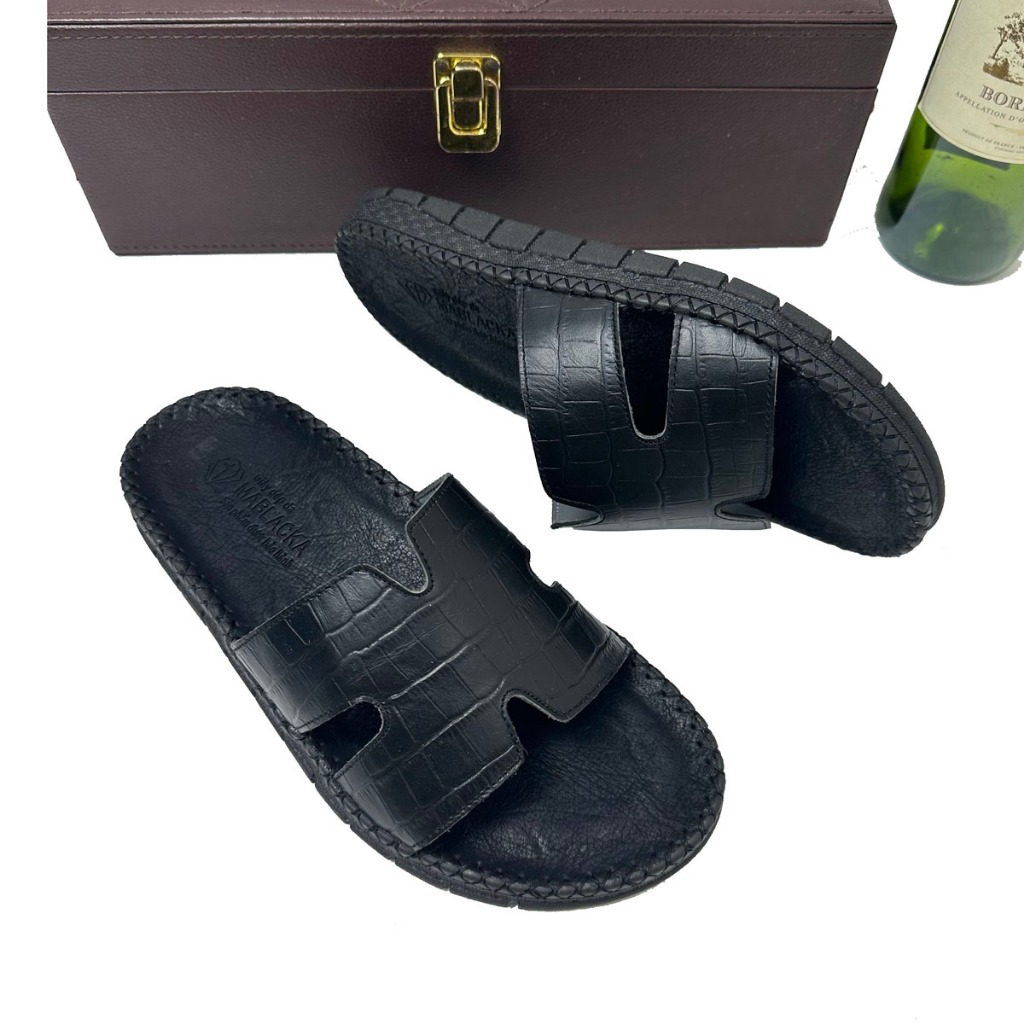 Dép da nam quai ngang đẹp thời trang cao cấp,đế có rãnh cao su,chống trơn trượt E27