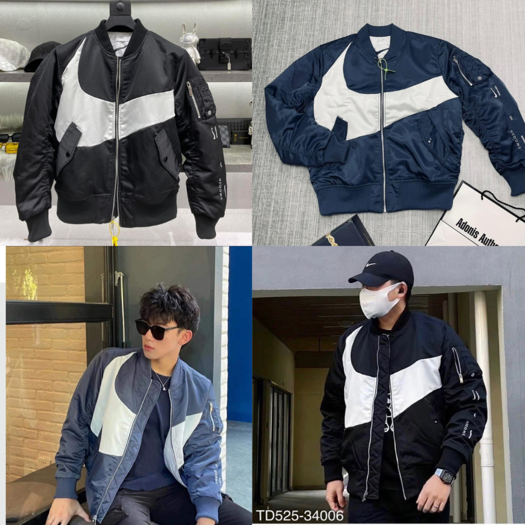 Áo khoác bomber Nike 3 lớp Jacket Nam Nữ, Áo Bomber Nike Cao Cấp, Hàng Chuẩn CHính Hãng,Tag Mac Siêu Xịn BB2 Hight bar