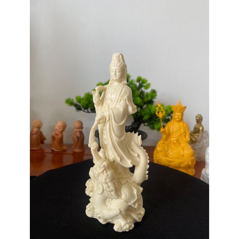 Tượng Phật Quan Âm cưỡi rồng cao 16cm trang trí thờ tự nhỏ, ô tô