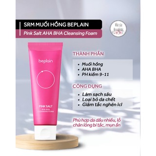 Sữa rửa mặt sạch sâu cho da mụn beplain pink salt aha bha cleansing foam
