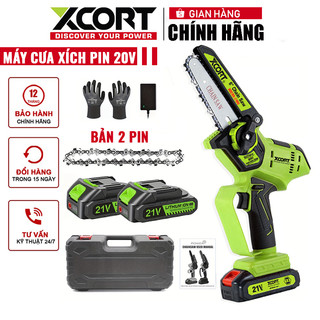 Máy cưa xích dùng pin mini 6inch máy cưa cành xcort model xdc09-2106 chân pin phổ thông