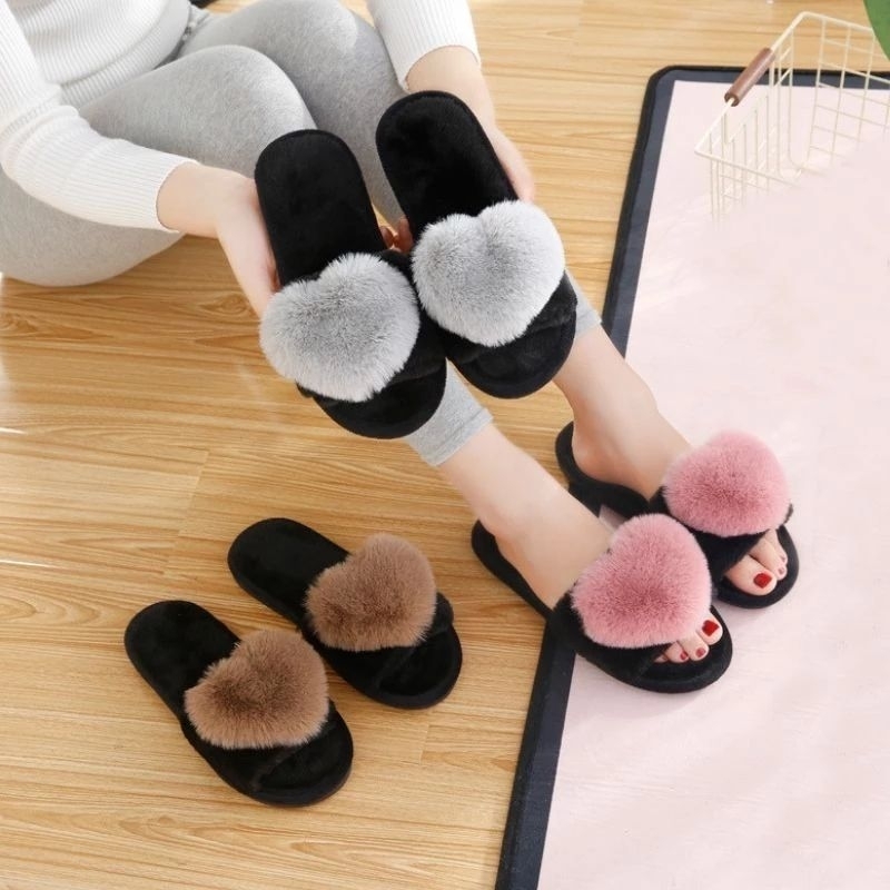 Dép Lông Mang Trong Nhà Văn Phòng Hình Trái Tim Dễ Thương