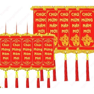 Tết - bịch 10 dây treo liễn - liễng nhỏ trang trí tết 4x11 cm