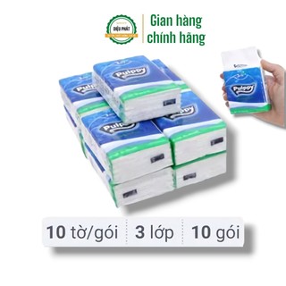Khăn Giấy Bỏ Túi Pulppy 3 Lớp 10 Gói x 10 Tờ