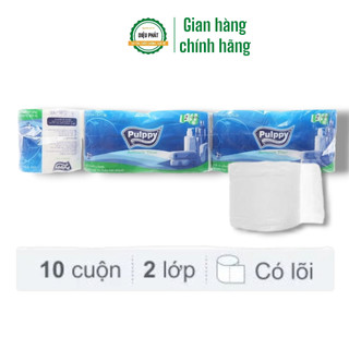 Giấy vệ sinh pulppy mềm mịn 2 lớp 10 cuộn có lõi