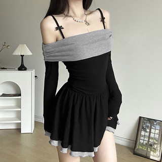[Order]Đầm bệt vai dáng xoè màu sắc đơn giản chất liệu thoải mái thời trang nữ