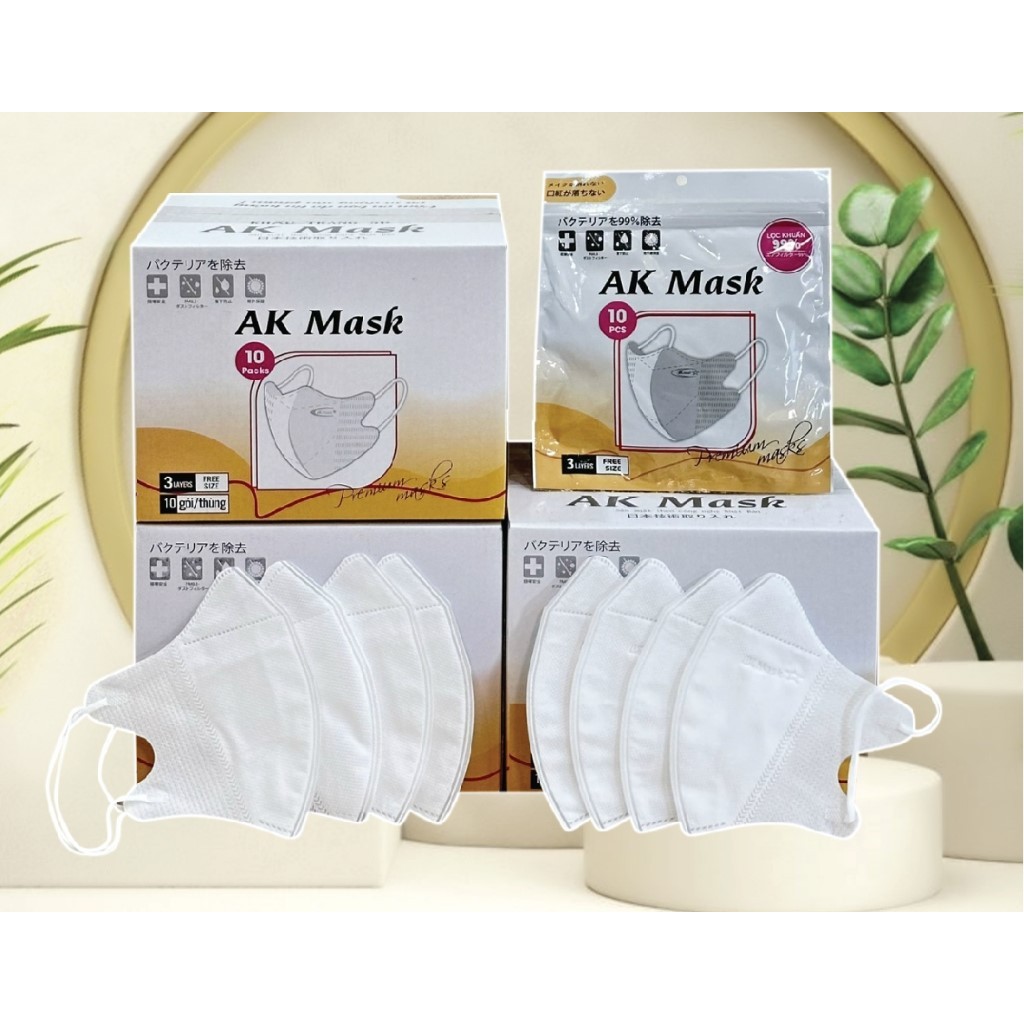 Bịch 10 Khẩu Trang 5D AK Mask, Vừa Form Mặt, Khẩu Trang Y Tế Cao Cấp