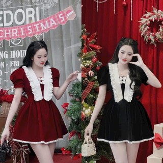 Đầm nhung fom xoè thiết kế siêu xinh mặc đi chơi, dự tiệc đều đẹp