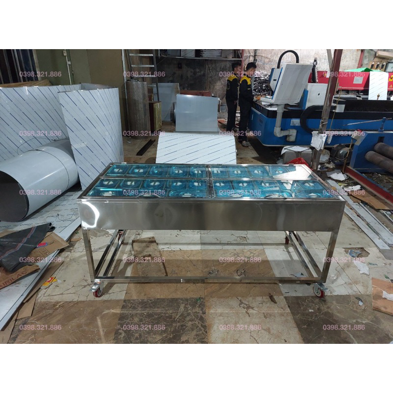 Xe đẩy bán hàng, xe bán xiên đồ ăn Inox 304 cao cấp (Hàng đặt trước)