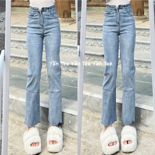 Quần jeans ống đứng xanh nhạt 1 cúc Yến Tee, quần đi học,quần che khuyết điểm