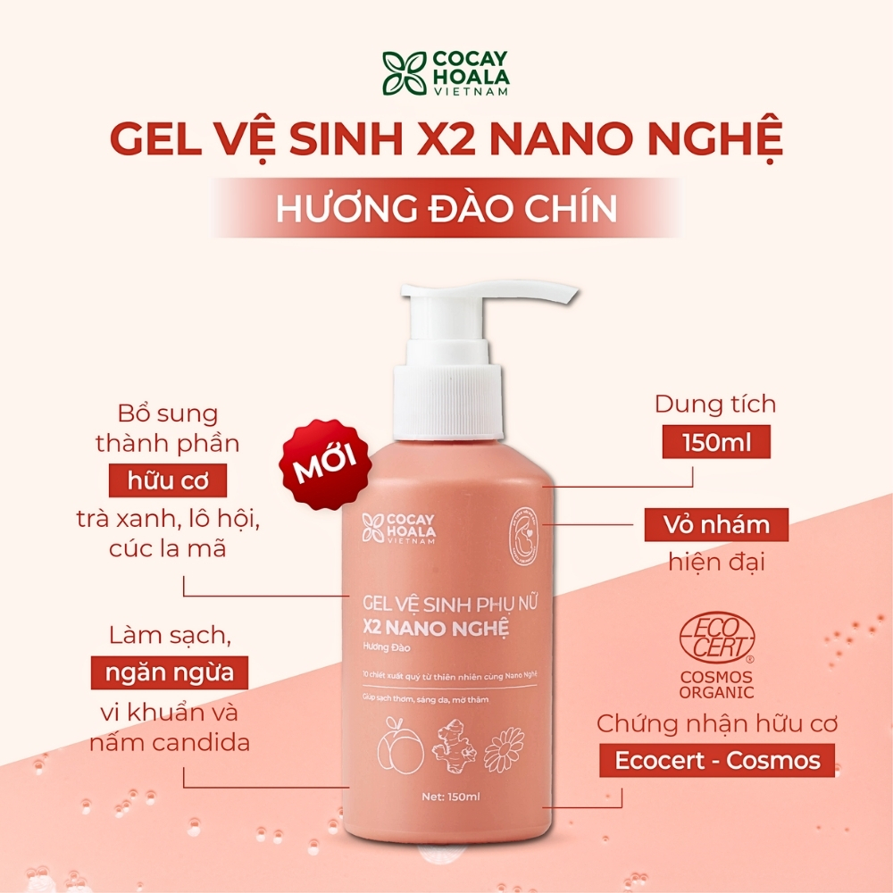 Dung Dịch Vệ Sinh Nữ Gel X2 Nano Nghệ Đào Cam Cocayhoala Chính Hãng Ddvs Hết Ngứa Khử Mùi Làm Hồng Se Khít Vùng Kín