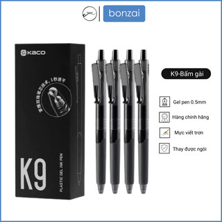 Bút gel Kaco K9 cây lẻ bấm gài mực đen ngòi Duraball 0,5mm