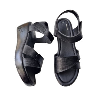 Giày xăng đan nữ đế bằng da bò thật cao cấp VI VI .Đế cao 5 phân êm nhẹ