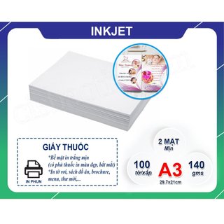 GIẤY THUỐC 2 MẶT ĐỊNH LƯỢNG 140G A3 (XẤP 100 TỜ)