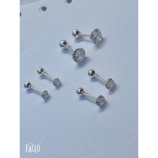 Khuyên tai nụ đá nhân tạo chốt vặn bi chắc chắn trẻ em đeo không đau tai không sợ rơi bạc ta 4-6 chấum