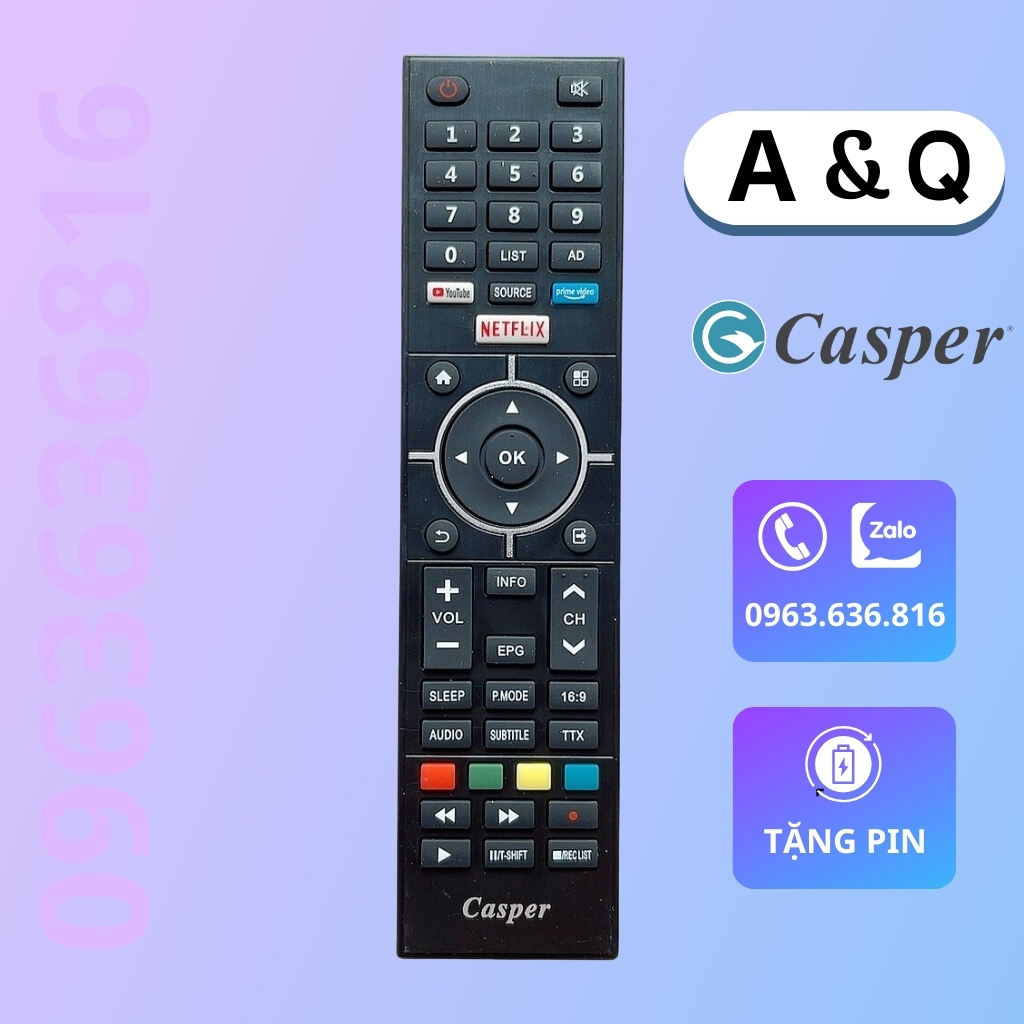 Remote tivi Casper - Điều khiển tivi Casper hàng mới tặng kèm pin