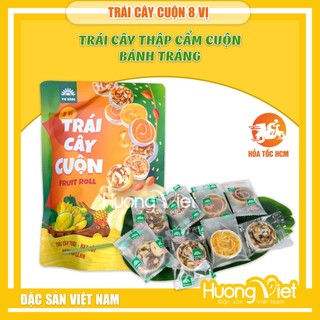 Trái cây thập cẩm cuộn bánh tráng túi 200g gồm 8 loại kẹo mứt, đặc sản Đồng Tháp Tư Bông, bánh kẹo đồ ăn vặt Sài Gòn