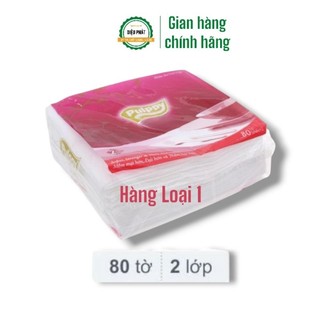 Giấy Vuông, Giấy Xấp Pulppy Đỏ, Khăn Giấy Ăn Pulppy 2 Lớp Gói 80 Tờ