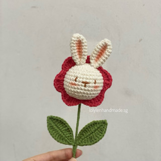 [Crochet-ảnh thật] Cây bông hoa thỏ bằng len, đan móc thủ công