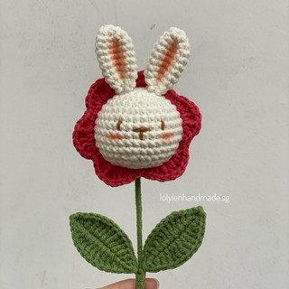 [Crochet-ảnh thật] Cây bông hoa thỏ bằng len, đan móc thủ công
