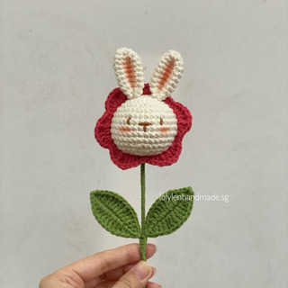 [Crochet-ảnh thật] Cây bông hoa thỏ bằng len, đan móc thủ công