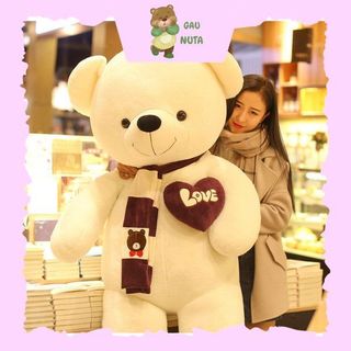Gấu teddy to đủ size khổng lồ quàng khăn - gấu teddy làm quà tặng nuta