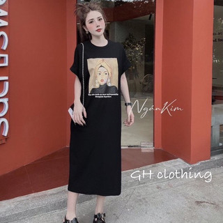 Váy thun Bigsize cô gái khuyên tròn (60-100Kg)