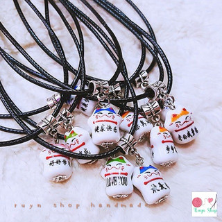 Dây chuyền mèo gốm sứ nhỏ