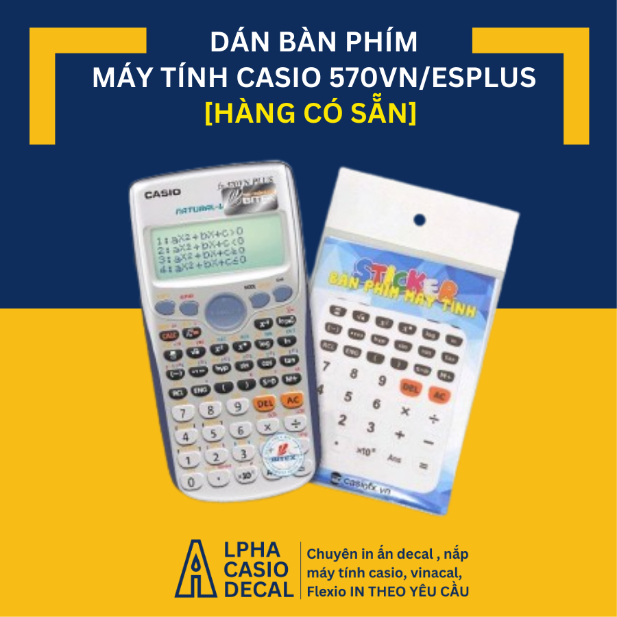 Trắng Đen BASIC Dán bàn phím máy tính casio fx 570vnplus casio fx 570esplus Sticker chống bong tróc 
