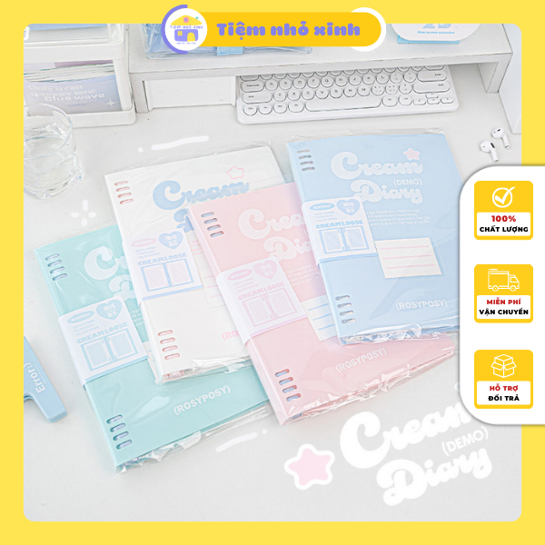BINDER Sổ còng nhựa B5/A5 ROSYPOSY Cream Diary tông màu pastel ngọt ngào