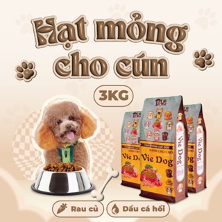 3KG Thức ăn hạt CHÓ PETVIE bổ sung DẦU CÁ HồI và RAU Củ giúp Lông khỏe giảm rụng, giảm chảy nước mắt