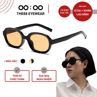Kính mát thời trang nam nữ THE88 dáng hình chữ nhật gọng nhựa thiết kế bo tròn xu hướng hiện đại chống tia UV400 KM35