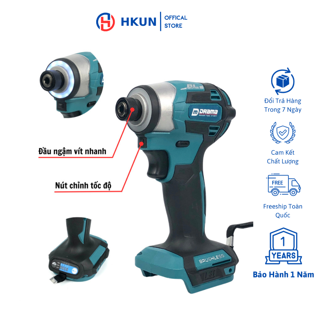 Thân Máy Chuyên Vít Makita TD173 Không Chổi Than Chân Pin Makita Phổ Thông - 4 Cấp Lực
