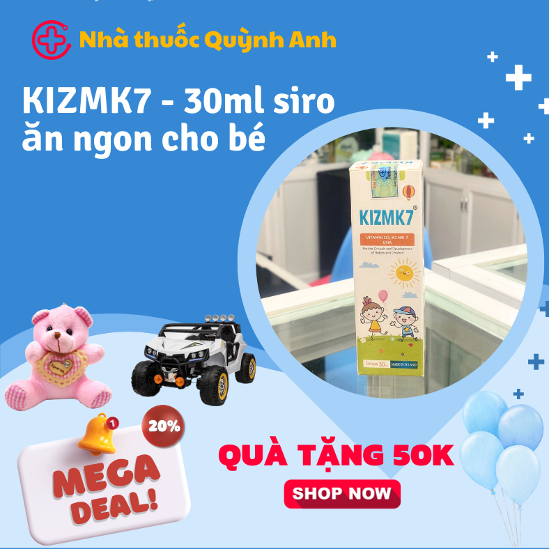 KIZMK7  30ml siro ăn ngon cho bé, giúp trẻ hết biếng ăn tăng cân, tăng