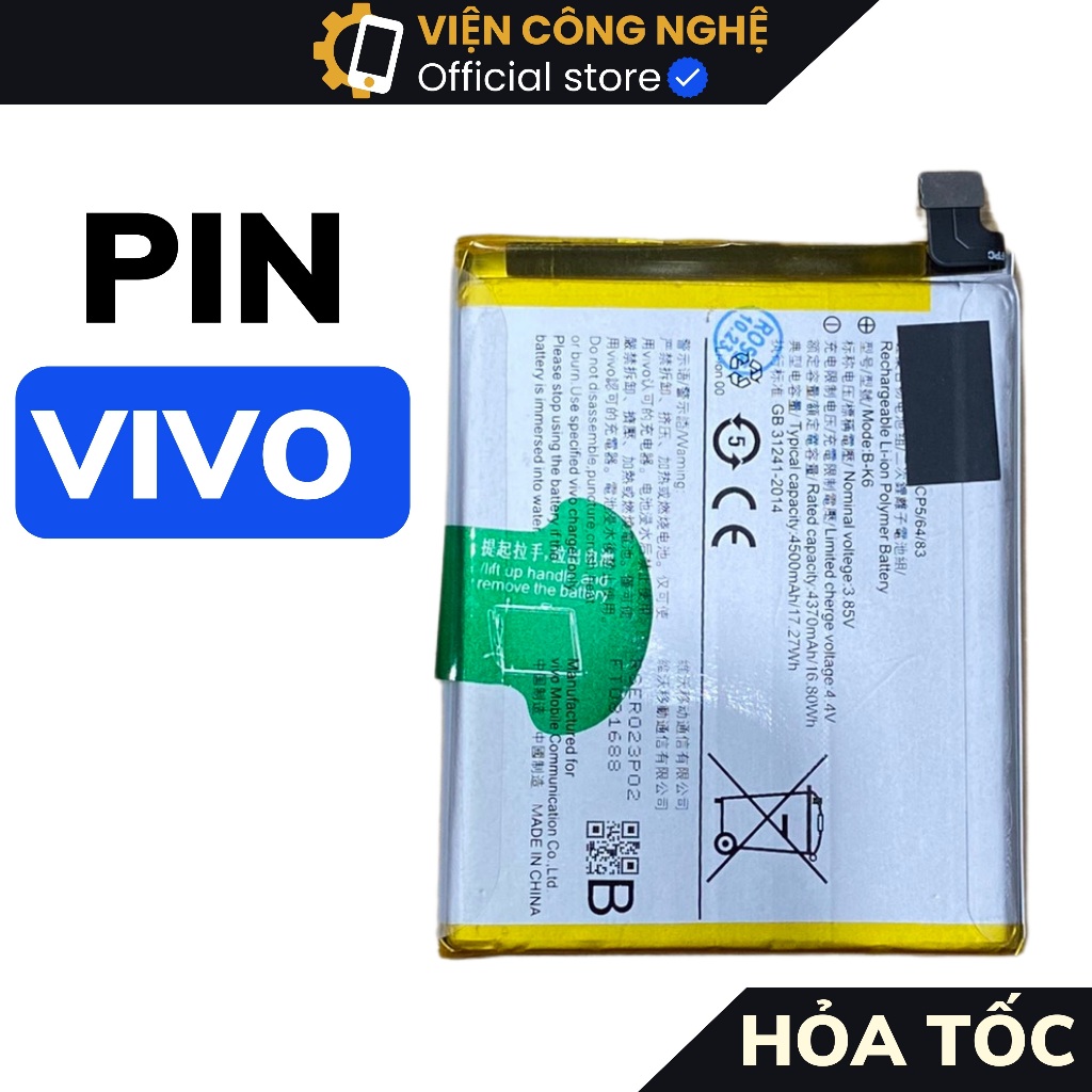 Pin chuẩn Vivo V15 V19 Y11 Y12 Y15 Y91 Y93 Y51 Y19 Y20 Y69 V11 Pin Vivo chuẩn