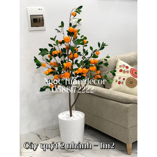 Cây quýt 1m2 giả, cây hoa giả trang trí