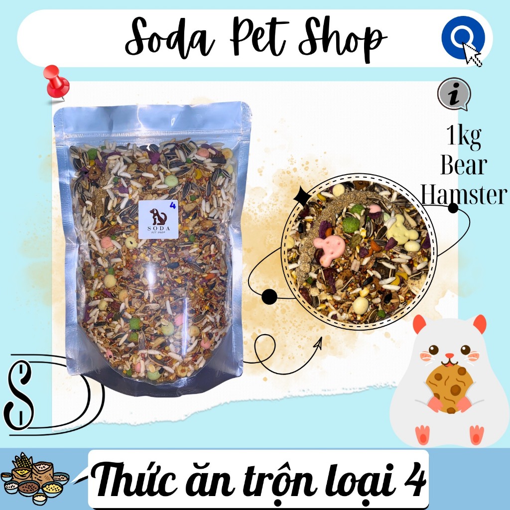 Thức Ăn Trộn Loại 4 Đại (1kg) Cho Hamster