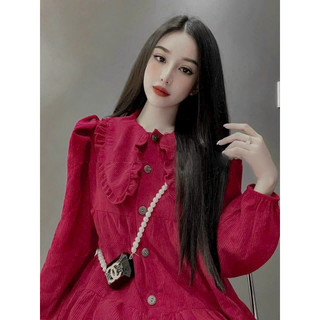 đầm suông bèo nhung gân