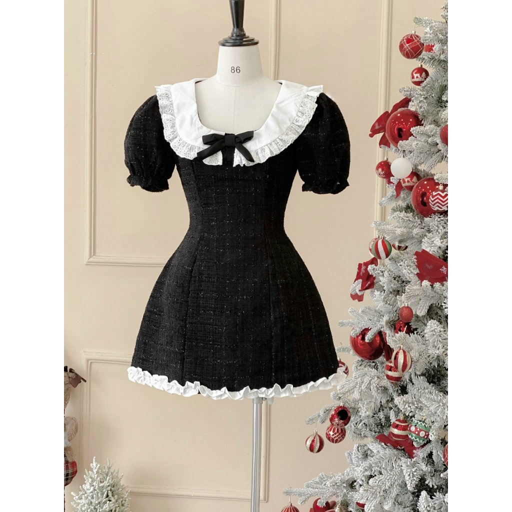 Đầm váy nữ chất dạ bố phối bèo Maris Dress | BigBuy360 - bigbuy360.vn