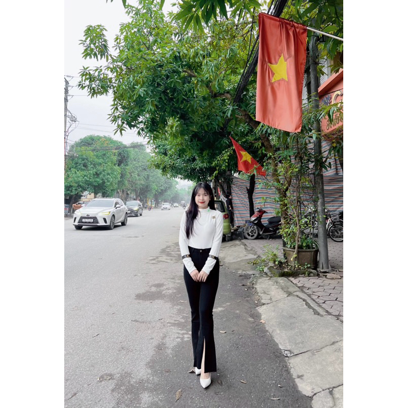 quần loe xẻ bò cáp cao siêu đẹp