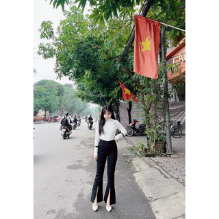 quần loe xẻ bò cáp cao siêu đẹp