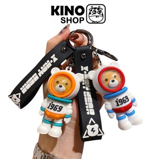 Móc khoá silicon gấu phi hành gia vũ trụ unisex độc đáo cá tính đeo balo túi xách kèm dây đeo tay Kino Shop