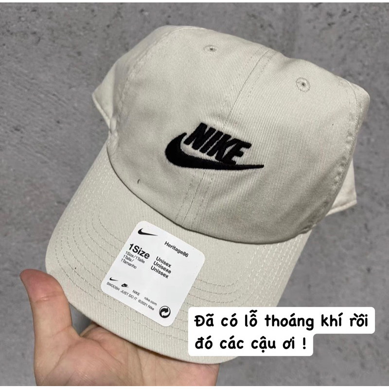 Nón lưỡi trai kaki màu be CAPSAIGON Thêu NIKEE trendy 2023 unisex nam nữ